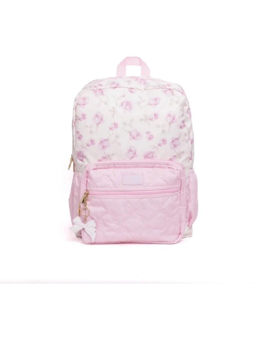 LoveShackFancy Pink Floral Quilted Kids Backpack
